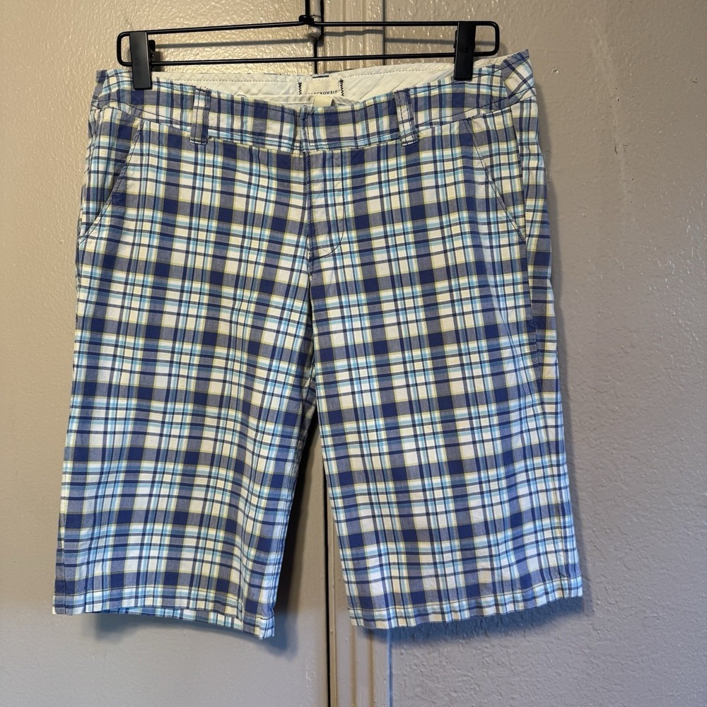 Vintage Abercrombie & Fitch Plaid Shorts Womens 8 Casual Preppy Blue Y2K